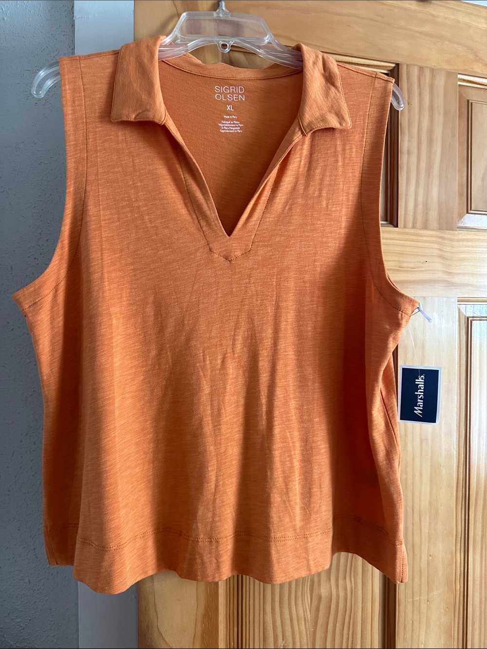 Sigrid Olsen Orange Sleeveless Polo Tank